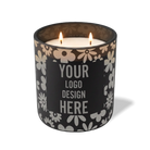Customized black, groovy pattern Wild Journey 12 oz Studio luxury candle with laser etched logo or design