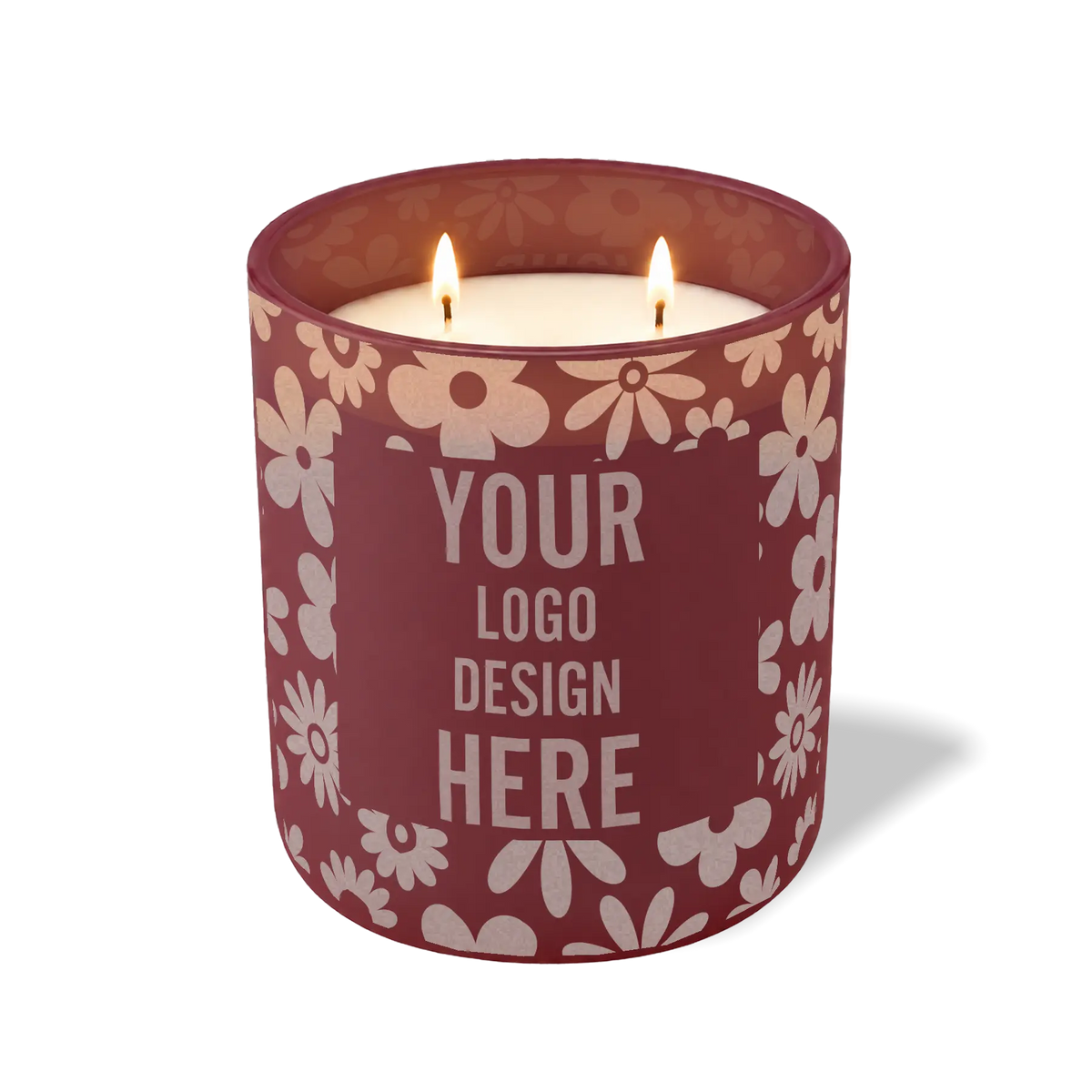 Customized burgundy, groovy pattern Wild Journey 12 oz Studio luxury candle with laser etched logo or design