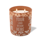 Customized clay, groovy pattern Wild Journey 12 oz Studio luxury candle with laser etched logo or design
