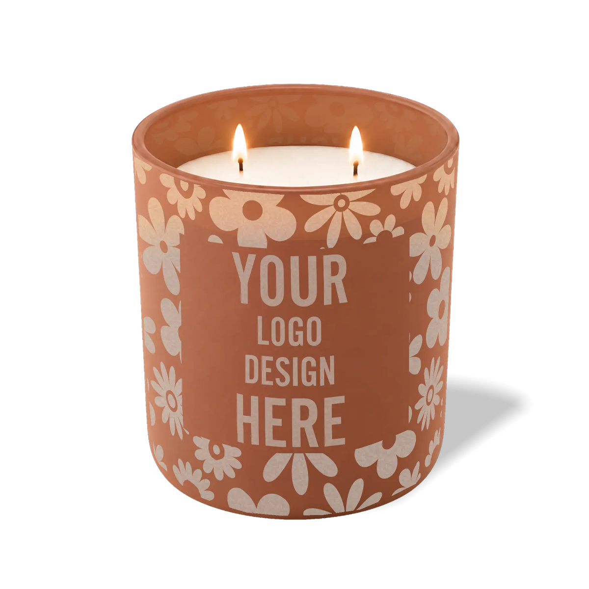 Customized clay, groovy pattern Wild Journey 12 oz Studio luxury candle with laser etched logo or design