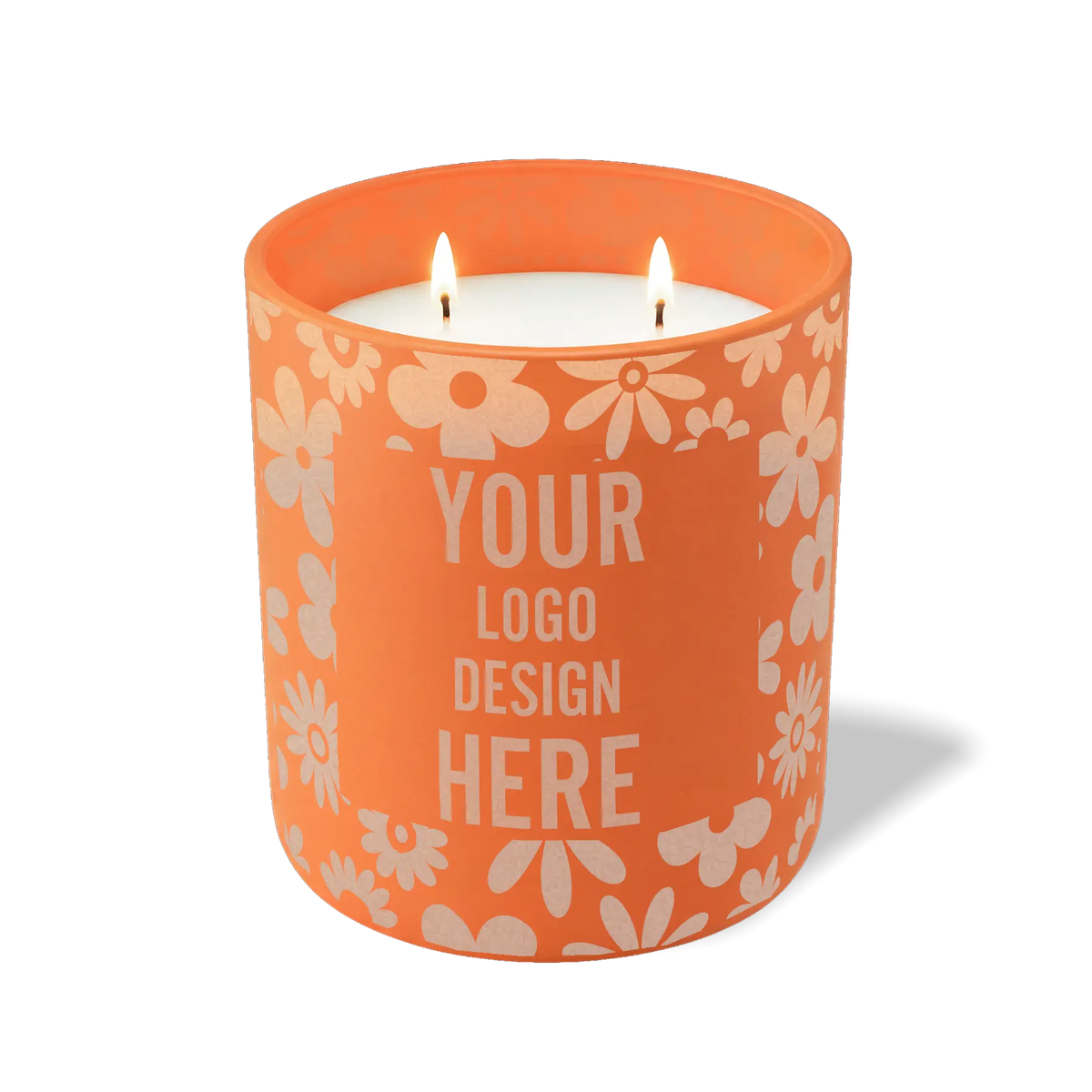 Customized tangy orange, groovy pattern Wild Journey 12 oz Studio luxury candle with laser etched logo or design