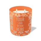 Customized tangy orange, groovy pattern Wild Journey 12 oz Studio luxury candle with laser etched logo or design