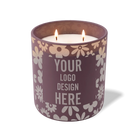 Customized velvet plum, groovy pattern Wild Journey 12 oz Studio luxury candle with laser etched logo or design