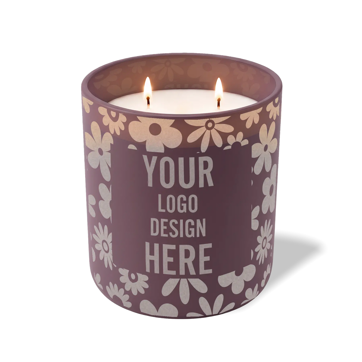 Customized velvet plum, groovy pattern Wild Journey 12 oz Studio luxury candle with laser etched logo or design