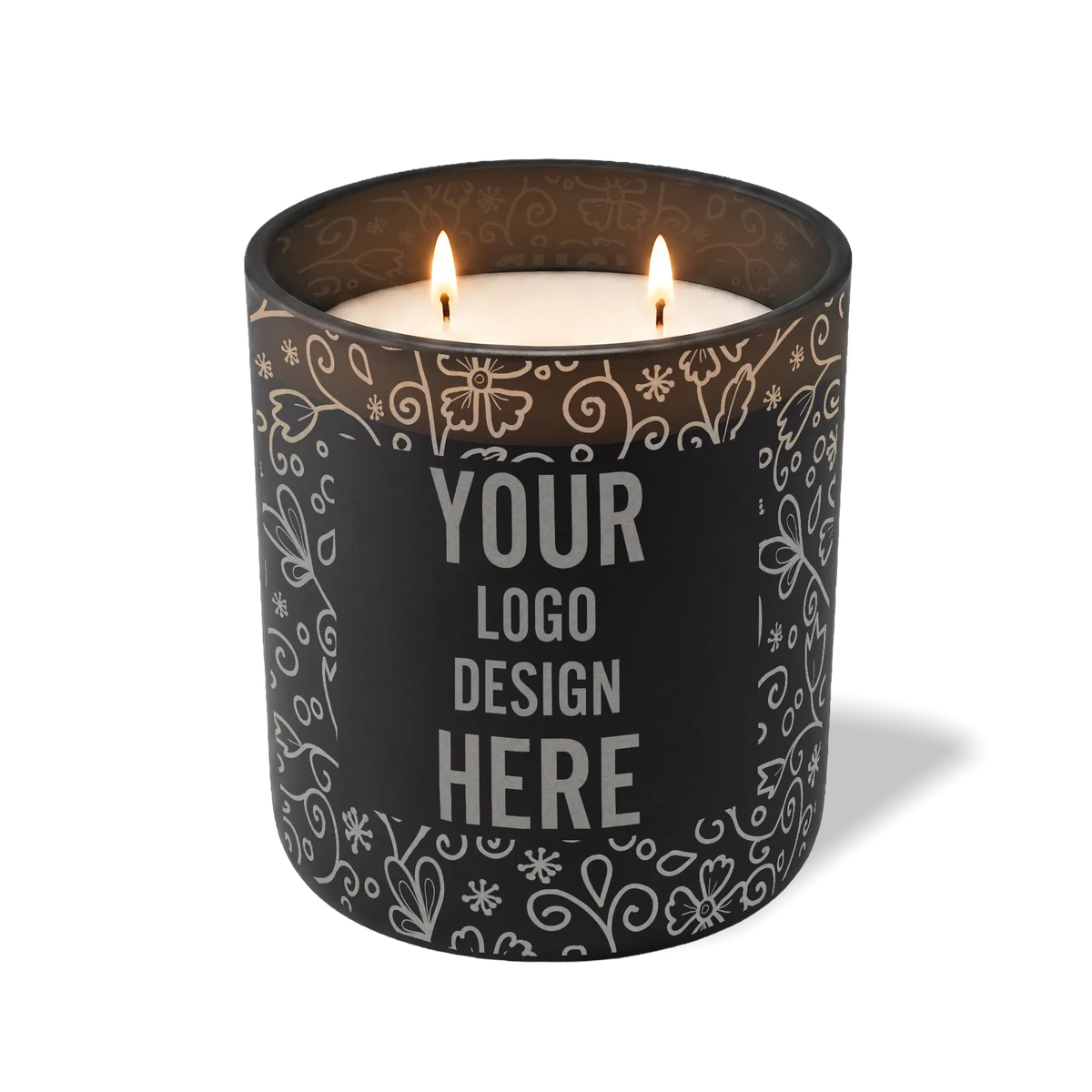 Customized black, paisley pattern Wild Journey 12 oz Studio luxury candle with laser etched logo or design