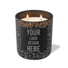 Customized black, paisley pattern Wild Journey 12 oz Studio luxury candle with laser etched logo or design