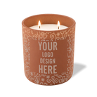 Customized clay, paisley pattern Wild Journey 12 oz Studio luxury candle with laser etched logo or design