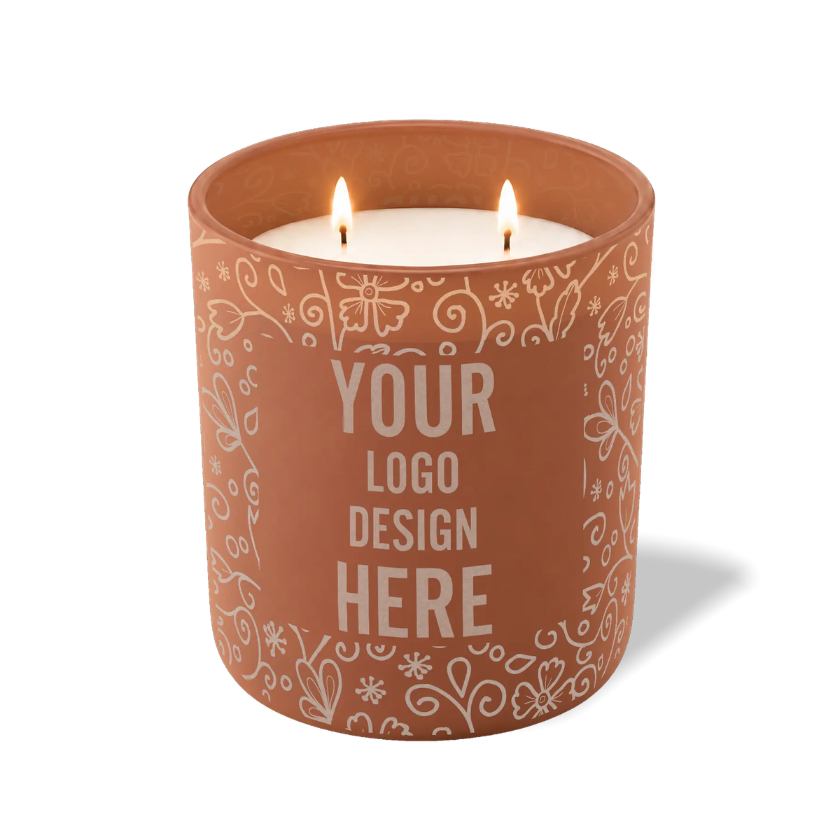 Customized clay, paisley pattern Wild Journey 12 oz Studio luxury candle with laser etched logo or design