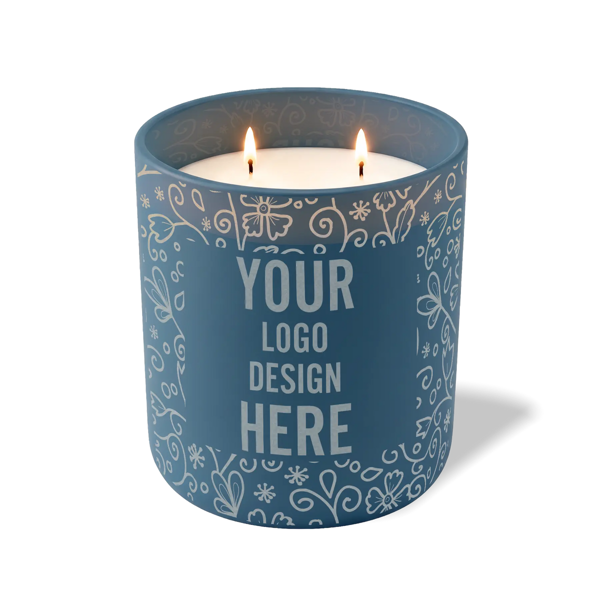 Customized cobalt, paisley pattern Wild Journey 12 oz Studio luxury candle with laser etched logo or design