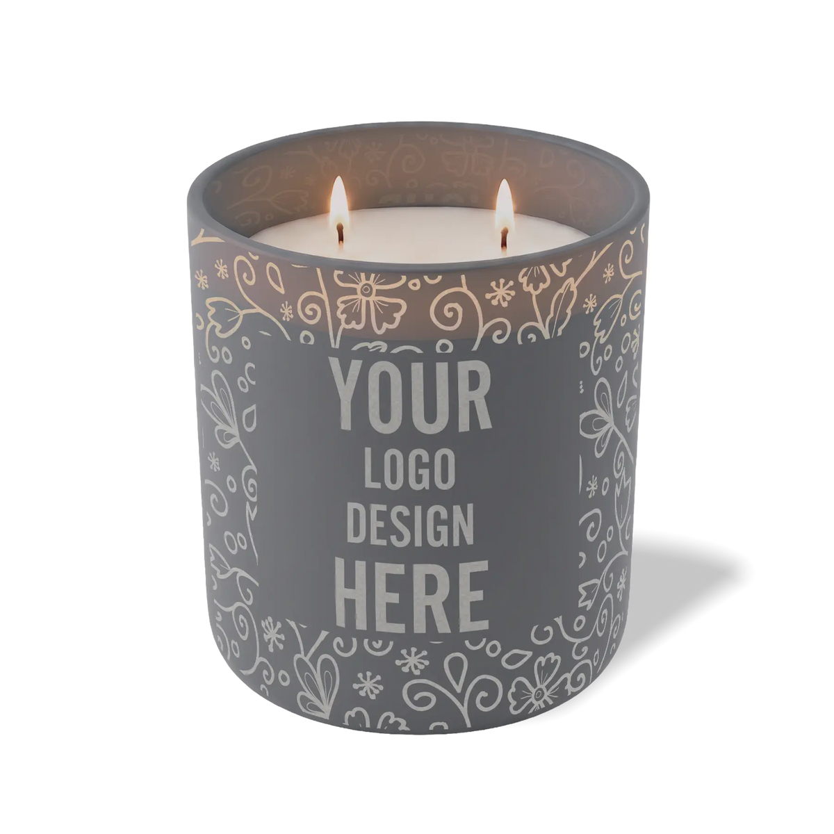 Customized graphite, paisley pattern Wild Journey 12 oz Studio luxury candle with laser etched logo or design