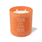 Customized tangy orange, paisley pattern Wild Journey 12 oz Studio luxury candle with laser etched logo or design