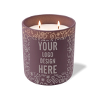 Customized velvet plum, paisley pattern Wild Journey 12 oz Studio luxury candle with laser etched logo or design
