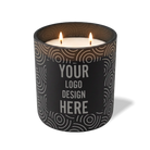 Customized black, vinyl pattern Wild Journey 12 oz Studio luxury candle with laser etched logo or design