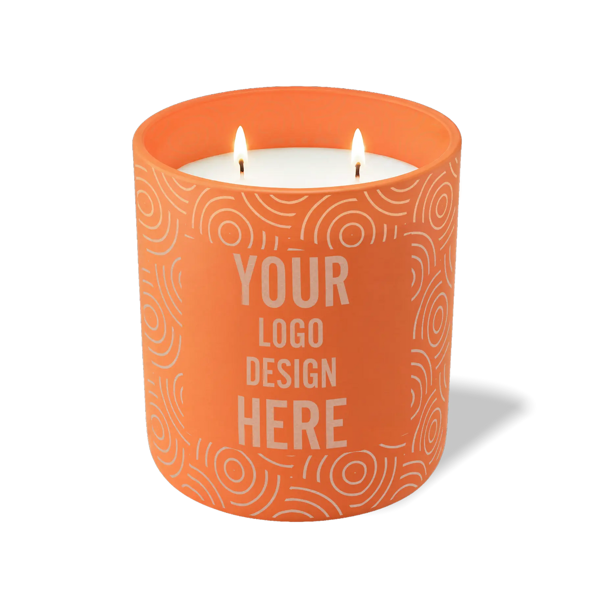 Customized tangy orange, vinyl pattern Wild Journey 12 oz Studio luxury candle with laser etched logo or design