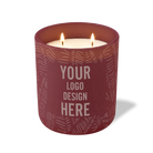 Customized burgundy, scratch pattern Wild Journey 12 oz Studio luxury candle with laser etched logo or design