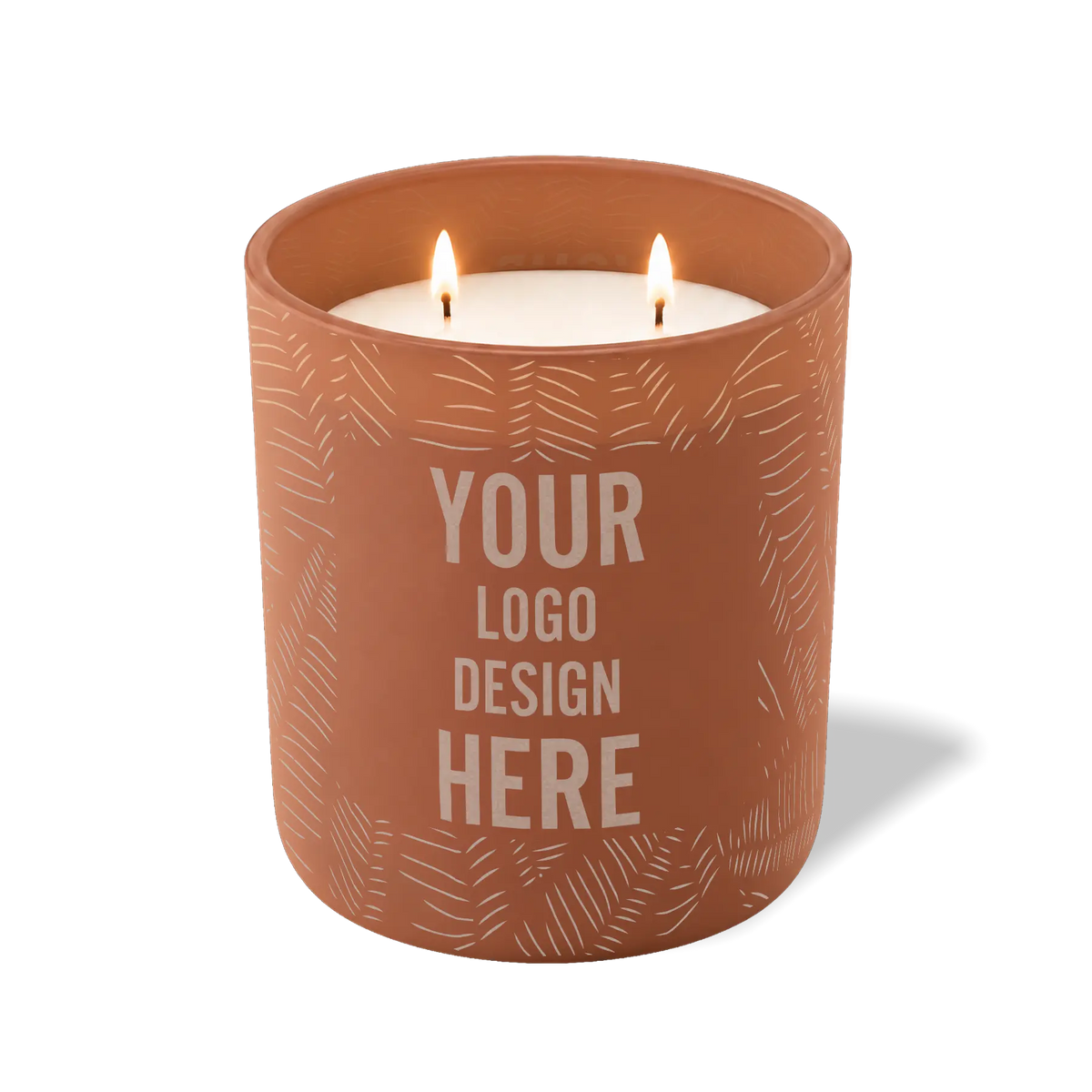 Customized clay, scratch pattern Wild Journey 12 oz Studio luxury candle with laser etched logo or design