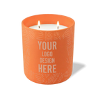 Customized tangy orange, scratch pattern Wild Journey 12 oz Studio luxury candle with laser etched logo or design