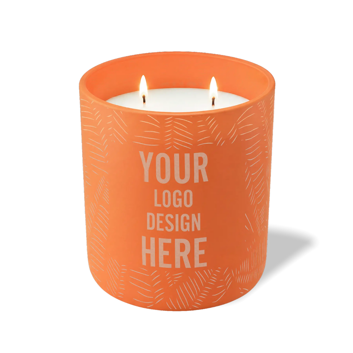 Customized tangy orange, scratch pattern Wild Journey 12 oz Studio luxury candle with laser etched logo or design