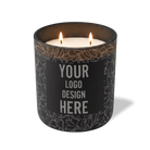 Customized black, lotus pattern Wild Journey 12 oz Studio luxury candle with laser etched logo or design