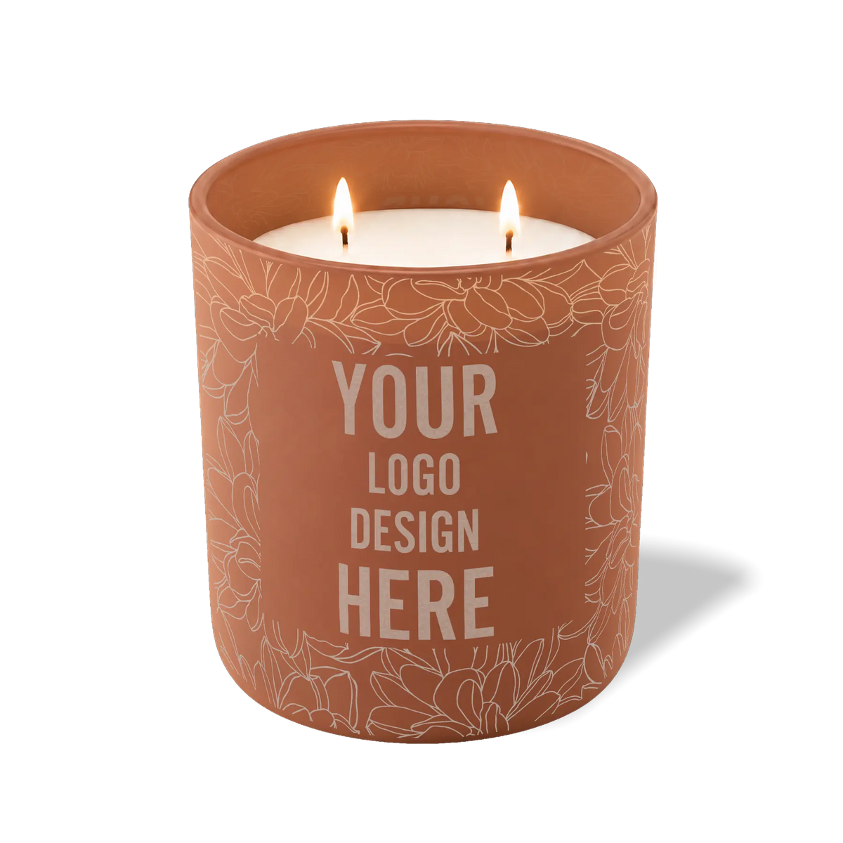Customized clay, lotus pattern Wild Journey 12 oz Studio luxury candle with laser etched logo or design