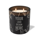 Customized black, oversized flower pattern Wild Journey 12 oz Studio luxury candle with laser etched logo or design