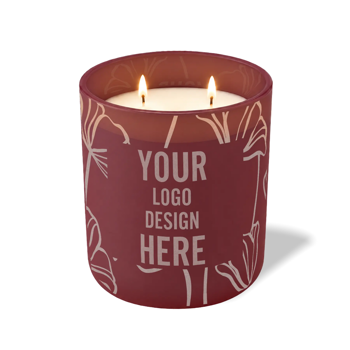 Customized burgundy, oversized flower pattern Wild Journey 12 oz Studio luxury candle with laser etched logo or design