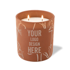 Customized clay, oversized flower pattern Wild Journey 12 oz Studio luxury candle with laser etched logo or design