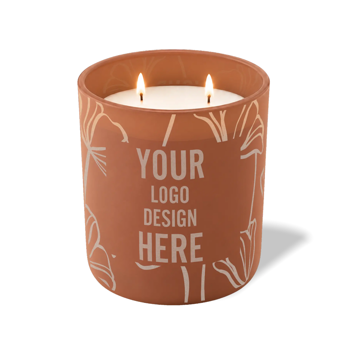 Customized clay, oversized flower pattern Wild Journey 12 oz Studio luxury candle with laser etched logo or design