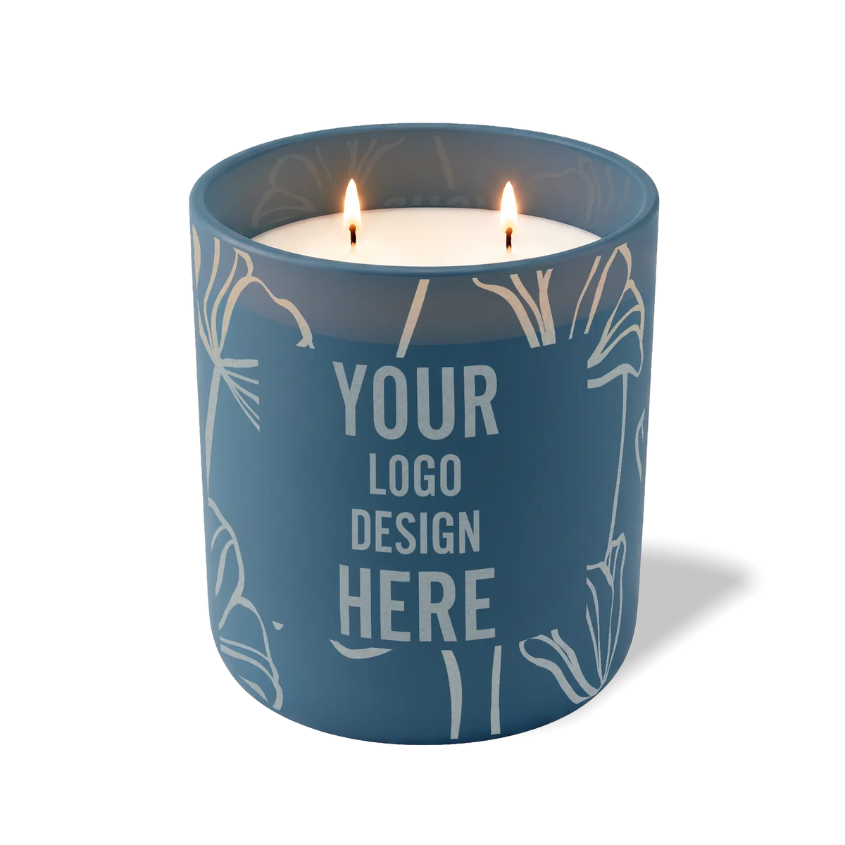 Customized cobalt, oversized flower pattern Wild Journey 12 oz Studio luxury candle with laser etched logo or design