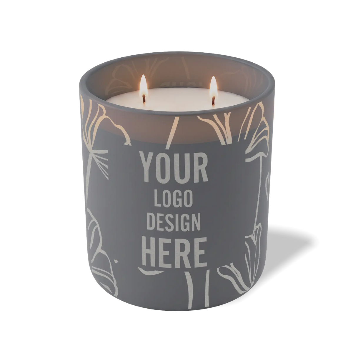 Customized graphite, oversized flower pattern Wild Journey 12 oz Studio luxury candle with laser etched logo or design