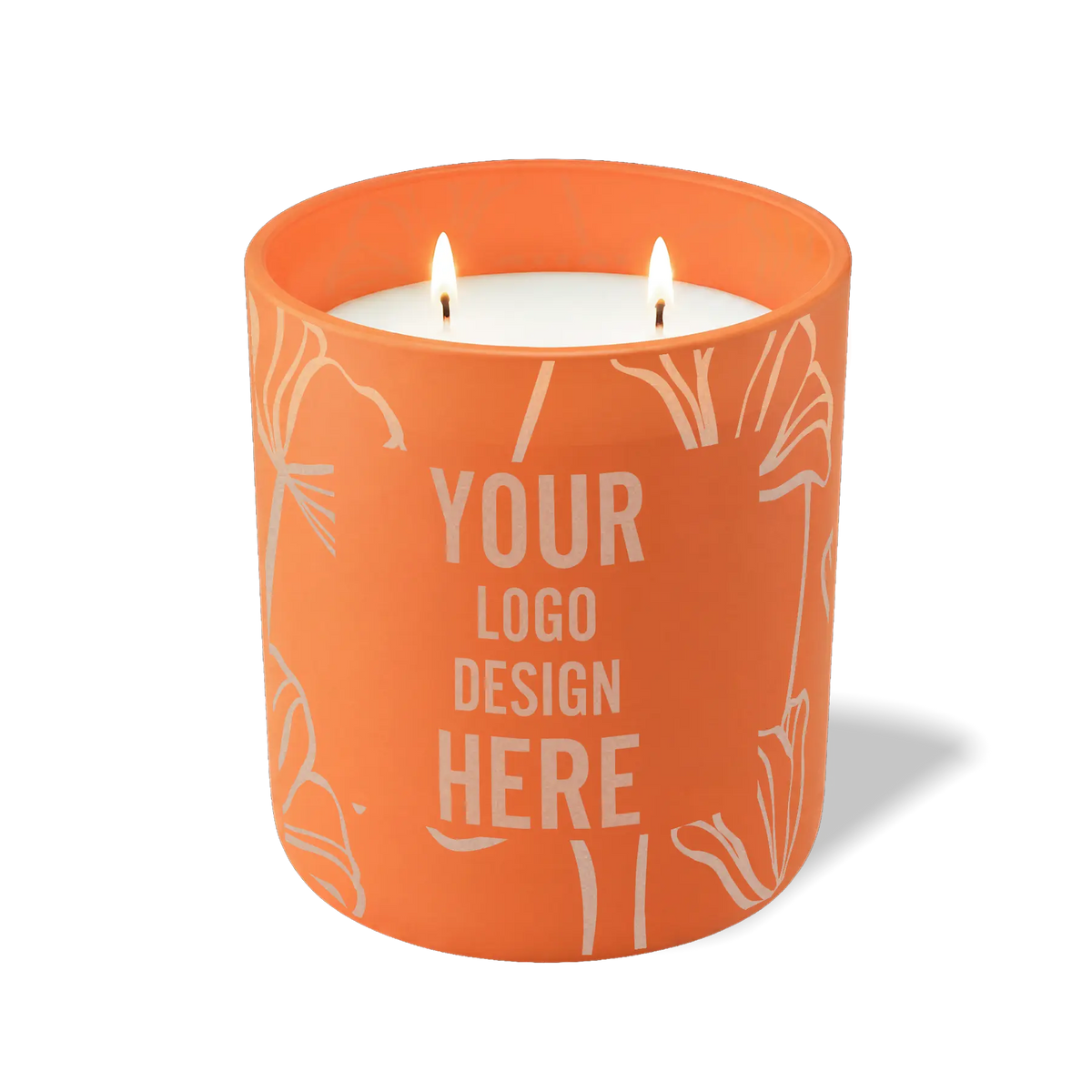 Customized tangy orange, oversized flower pattern Wild Journey 12 oz Studio luxury candle with laser etched logo or design