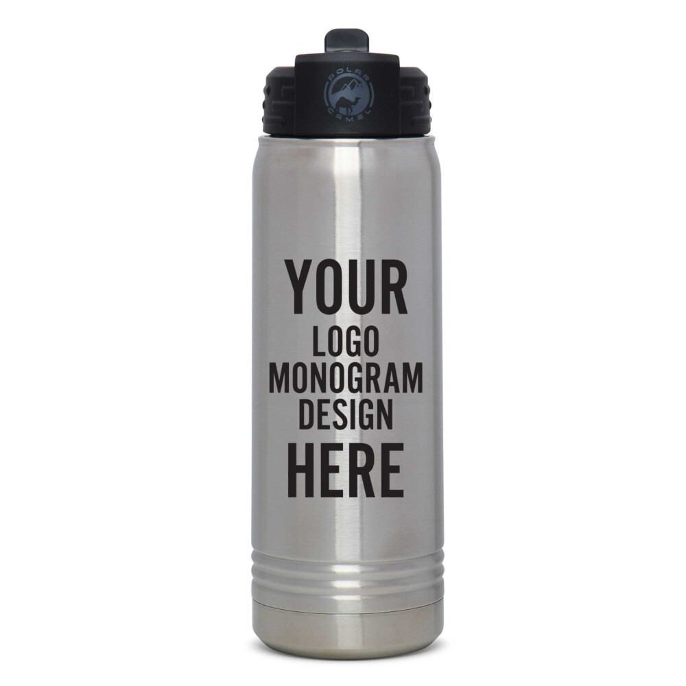 Personalized Polar Camel 20 oz Water Bottle with Straw Lid - Stainless -  Customized Your Way with a Logo, Monogram, or Design - Iconic Imprint