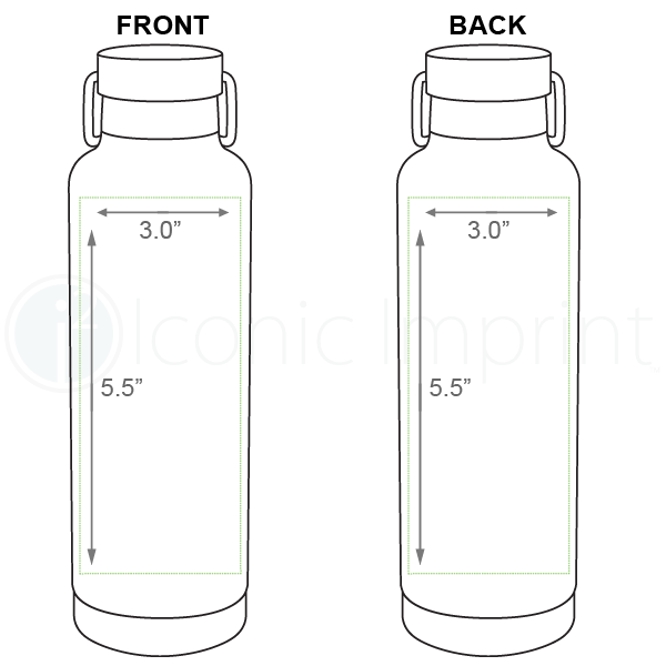 h2go Journey 24 oz Water Bottle Imprint Area