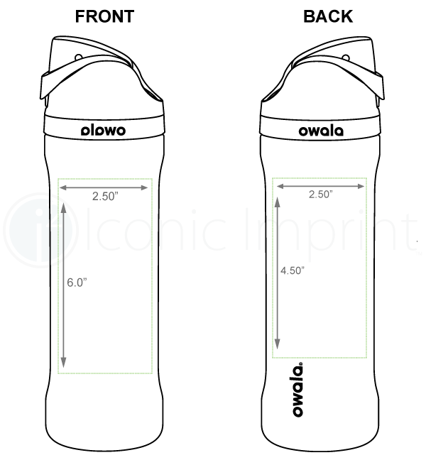 Owala 24 oz Freesip Water Bottle Imprint Area