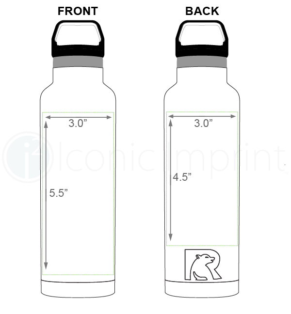 RTIC 20 oz Water Bottle Imprint Area