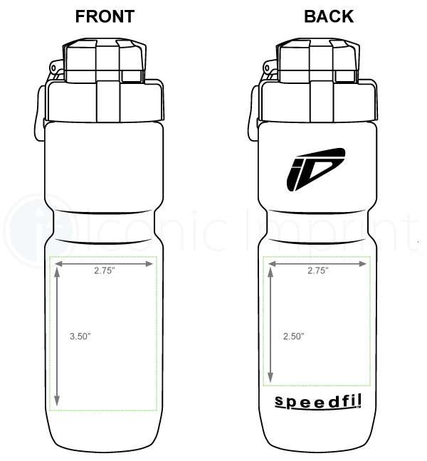 Speedfil 21 oz Cycling Water Bottle Imprint Area